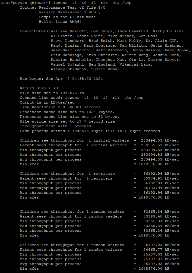 IOZone filesystem benchmark